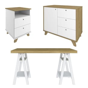 Conjunto Escritório Home Office 3 Peças Darte A06 Olmo-branco - Mpozenato