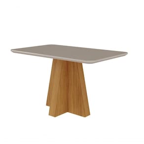 Conjunto Sala De Jantar Maite 130x80 Tampo Mdf/vidro 4 Cadeiras C/moldura Cimol Nature/offwhite/nude