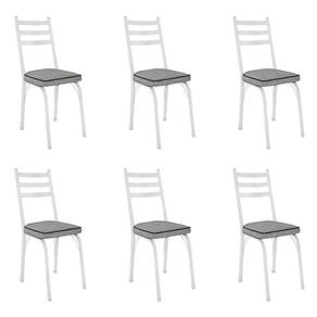 Kit 6 Cadeiras De Cozinha Luisiana Estampado Grafiato Pés De Ferro Branco