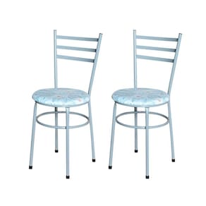 2 Cadeiras Para Mesa Epoxi Cinza Assento Floral Cor:floral Gelo