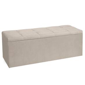 Calçadeira Recamier Baú Casal 1,40m Roma Suede Bege - Pallazio