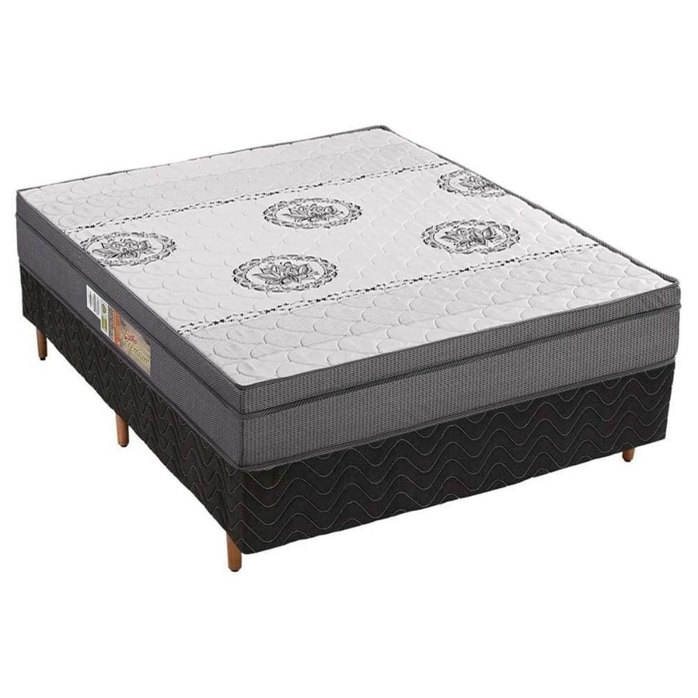 Conjunto Box Casal: Colchão Anatômico Polar D28/EP Orthopremium + Base CRC Rústico Black(138x188)