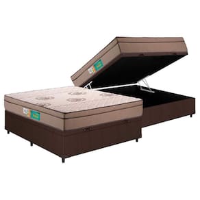 Cama Box Baú Casal: Colchão Espuma D33 Polar Pérola + Base CRC Courano Brown(138x188)