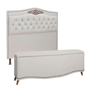 Conjunto Cabeceira E Calçadeira Holanda 140cm Linho Star Confort Branco