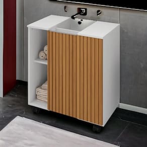 Gabinete De Banheiro Pequin Branco Ripado Bechara