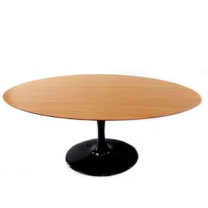 Mesa De Jantar Tulipa Saarinen Oval 198x122 Cm Tampo Freijó Cores Preto