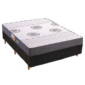 Cama Box Casal: Colchão Espuma D45 Polar Pérola Fort Black + Base CRC Rústico Black(138x188)