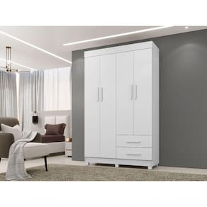 Roupeiro Copacabana New 4 Portas 2 Gavetas Benetil Cor:branco