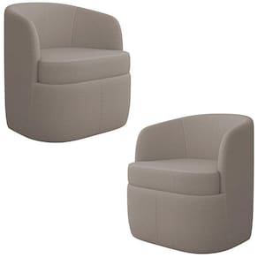 Kit 2 Poltronas Giratória Decorativa Para Sala Dandara K04 Bouclê Bege Escuro - Mpozenato