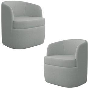 Kit 2 Poltronas Giratória Decorativa Para Sala Dandara K04 Bouclê Cinza - Mpozenato