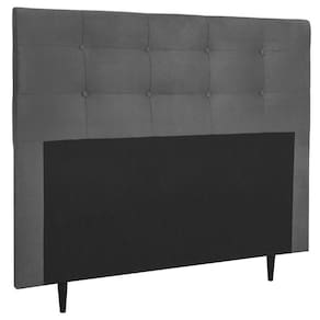 Cabeceira Estofada Cama Box Casal 140 Cm Helena Suede Cinza
