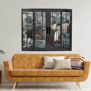 Janela Vitrô de Alumínio 4 Folhas 120 x 150cm Linha 25 C/grade Preto