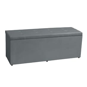 Calçadeira Recamier Baú Solteiro 0,90m Berlim Suede Cinza - Pallazio