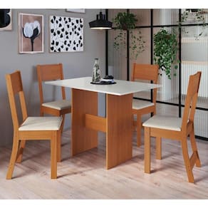 Conjunto Mesa De Jantar 4cadeiras Karla Indekes Freijó/off