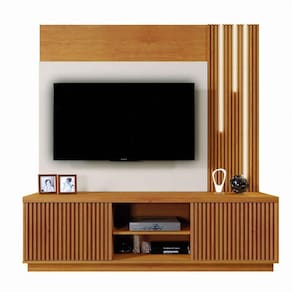 Home Logan Ripado C/led Cascata 2 Portas Tv 59" Cor:naturalle/off
