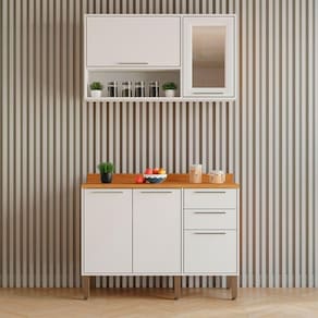 Cozinha Compacta 2 Peças 5 Portas 2 Gavetas Paris Sallêto Branco