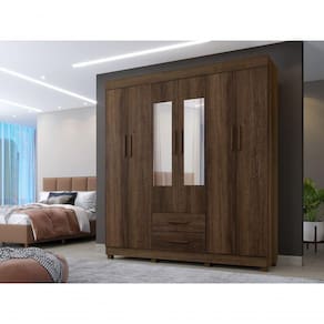 Guarda Roupa 6 Portas Com Espelho Copacabana Benetil Cor:imbuia