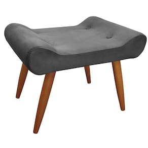 Puff Decorativo Lara Veludo Speciale Home Cinza Chumbo