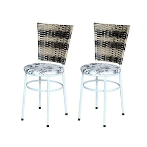 2 Cadeiras Branca Para Cozinha Hawai Cappuccino Premium Assento Floral Cor:floral Branco