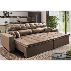 Sofá Retrátil E Reclinável 2,32m Luxos Cama Inbox Velusoft Castor