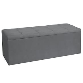 Calçadeira Recamier Baú Solteiro 0,90m Roma Suede Cinza - Pallazio