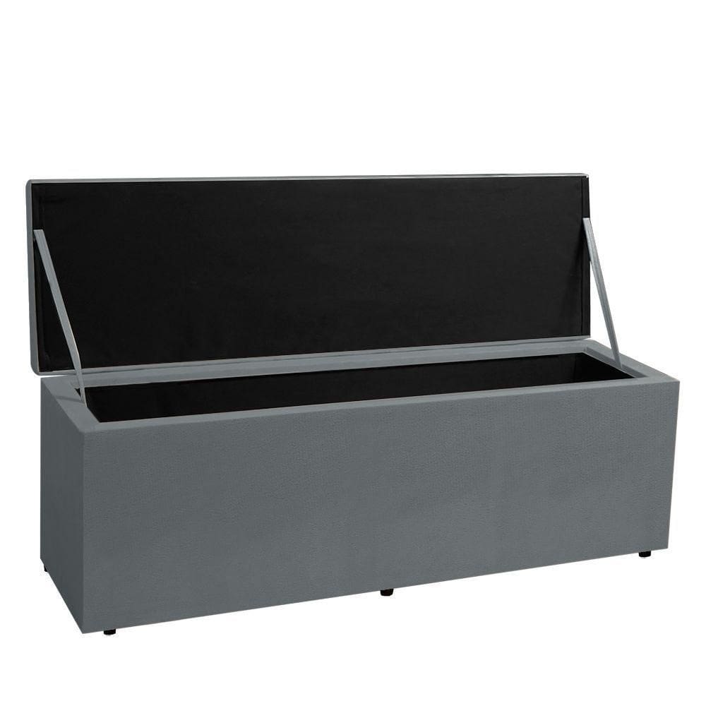 Calçadeira Recamier Baú Queen 1,60m Berlim Suede - Pallazio Cor Cinza