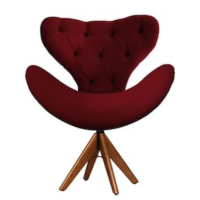 Cadeira Decorativa Egg Com Capitonê Vermelho Bordô Giratória Madeira
