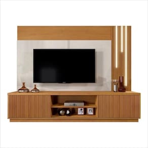 Home Valência Ripado C/led Cascata 2 Portas Tv 75" Mavaular Cor:nature/off