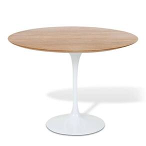 Mesa De Jantar Tulipa Saarinen Redonda 110 Cm Tampo Freijó Cores Branco