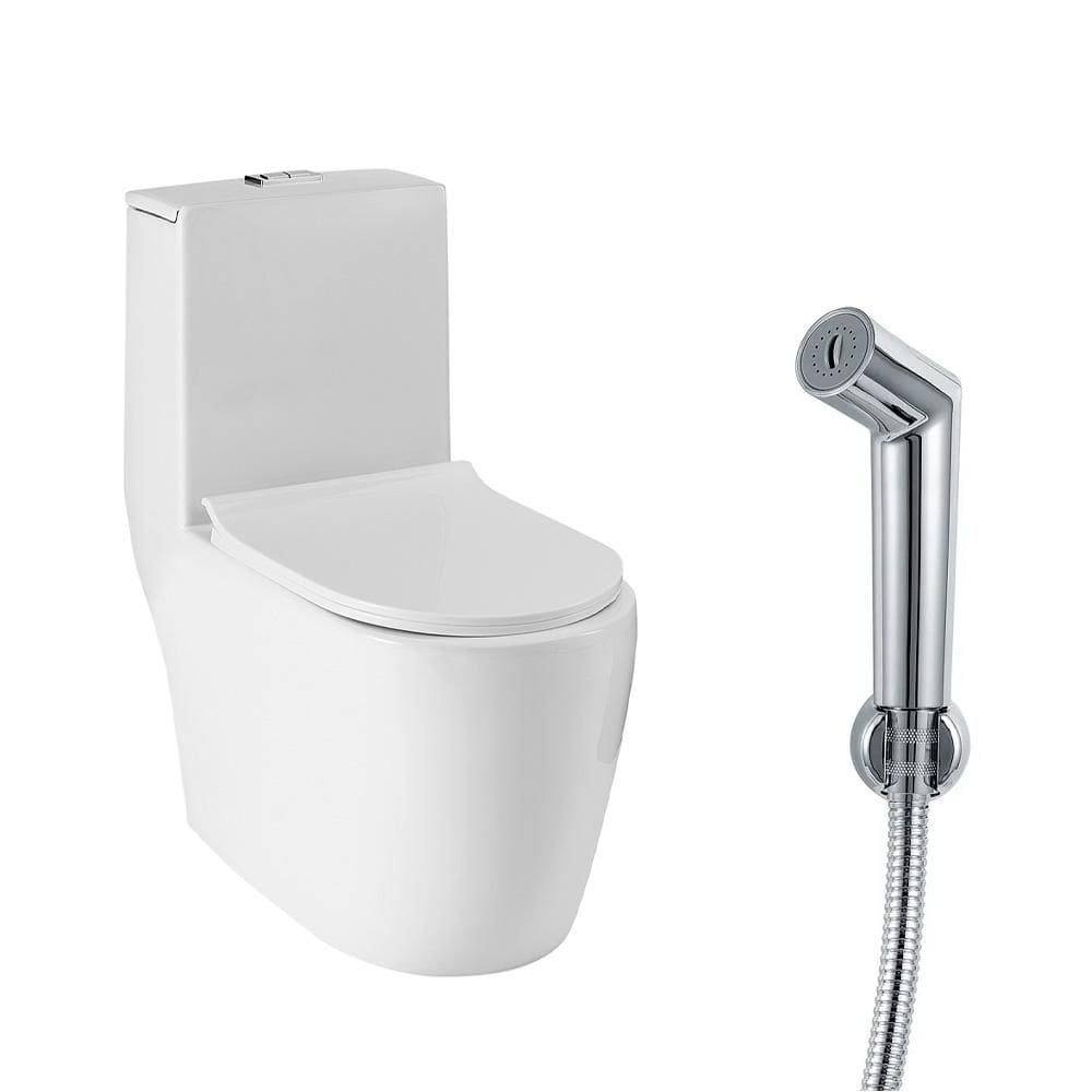 Vaso Sanitário Monobloco Amazonita e Ducha Higiênica para Banheiro Apa - Branco e Prata