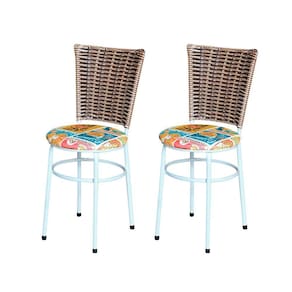 2 Cadeiras Branca Para Cozinha Hawai Avelã Assento Floral Cor:happy Hour