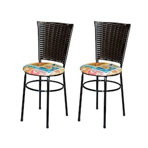 2 Cadeiras Para Cozinha Preta Hawai Marrom Assento Floral Cor:happy Hour