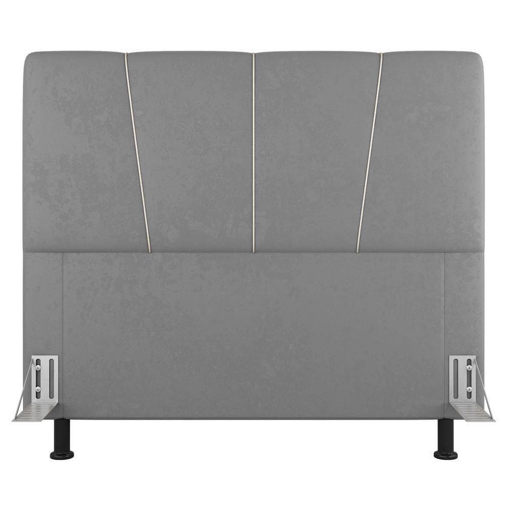 Cabeceira Cama Box Casal Amber 140cm Estofada Veludo Prata - Abmaza