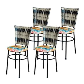 4 Cadeiras Para Mesa Preta Hawai Cappuccino Premium Assento Floral Cor:happy Hour