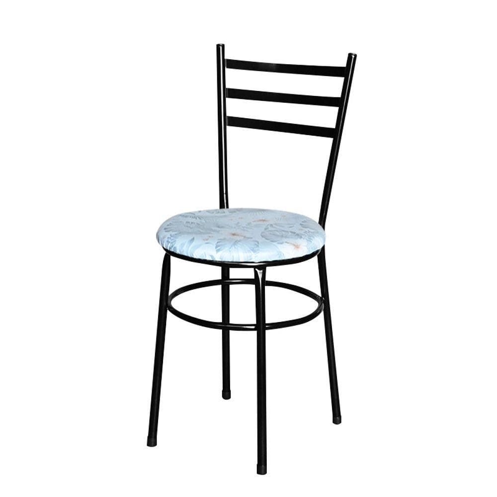 Cadeira Para Mesa Epoxi Preta Assento Floral Cor:floral Gelo