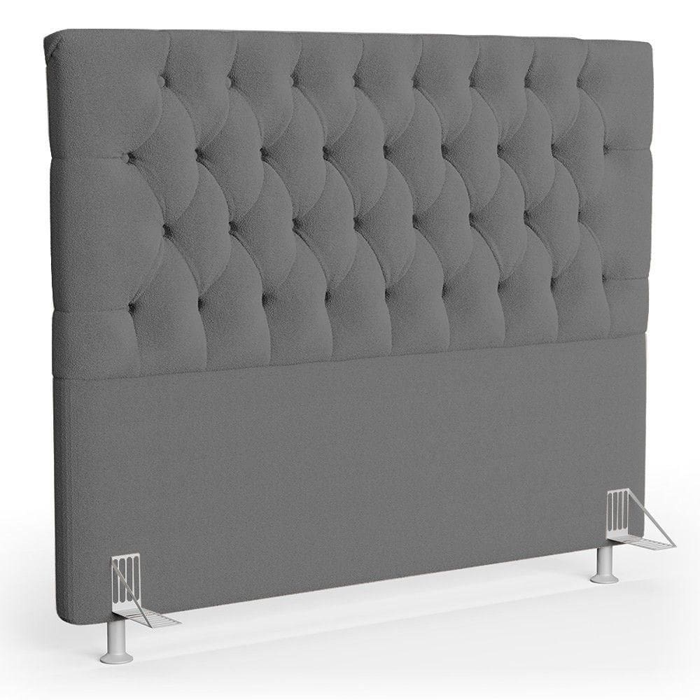 Cabeceira Casal Cama Box 140cm Cristal C16 Bouclê Cinza