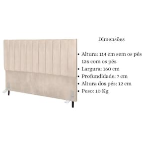 Cabeceira Cama Box Queen 160cm Carla Suede Bege E Frame