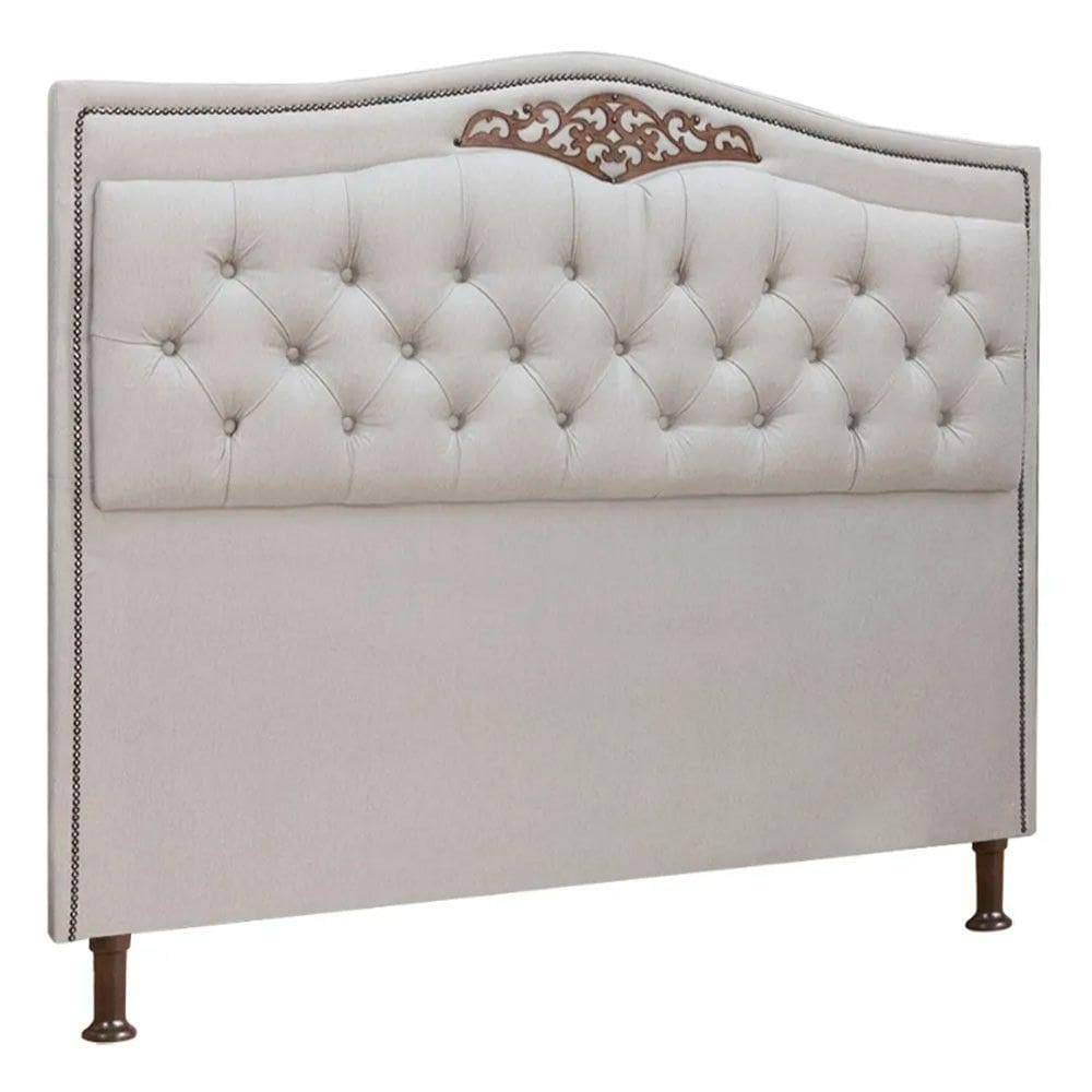 Cabeceira Estofada Holanda 1,60 Queen Linho Speciale Home Carvalho