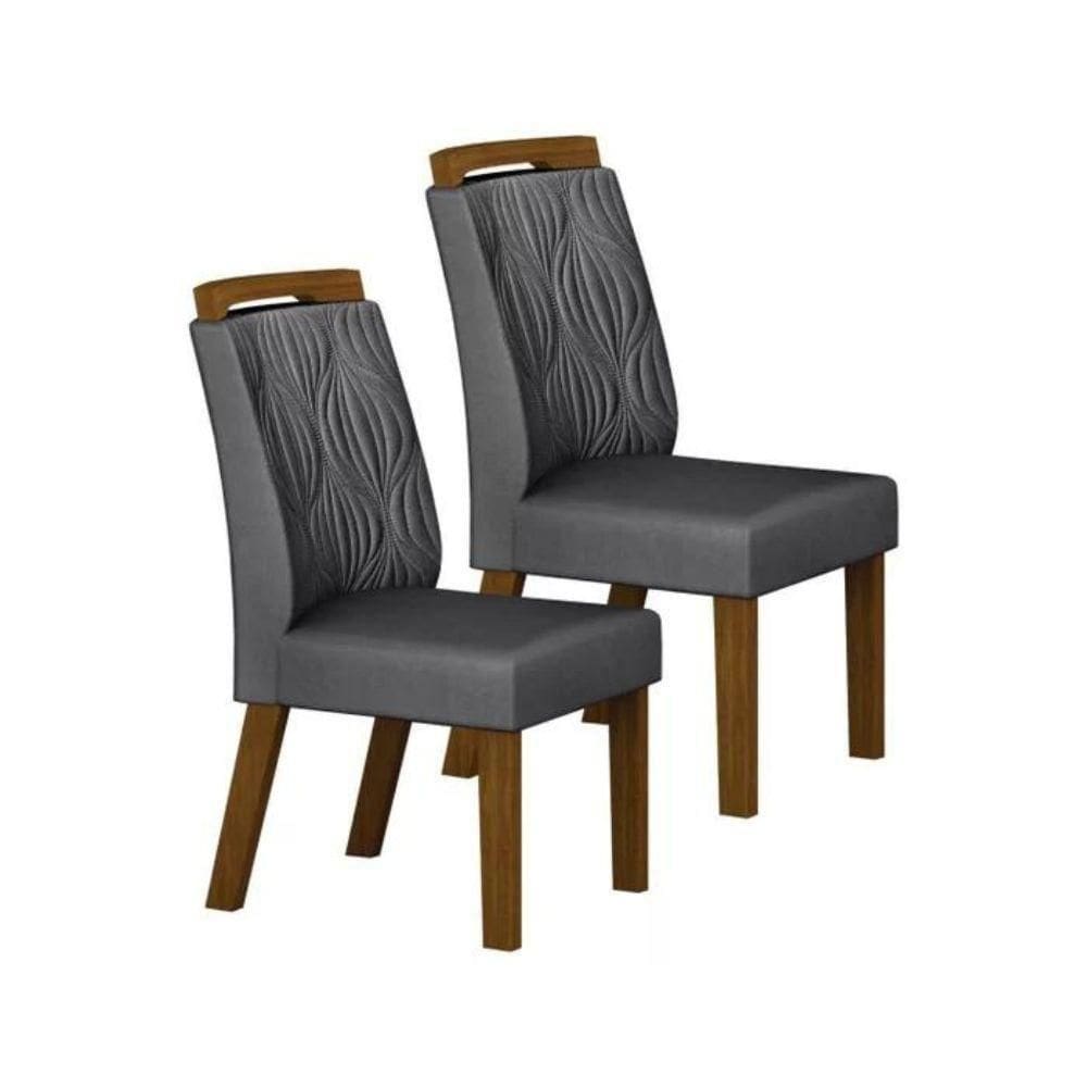 Conjunto 2 Cadeiras Ilhéus Leifer Freijó Veludo Chumbo