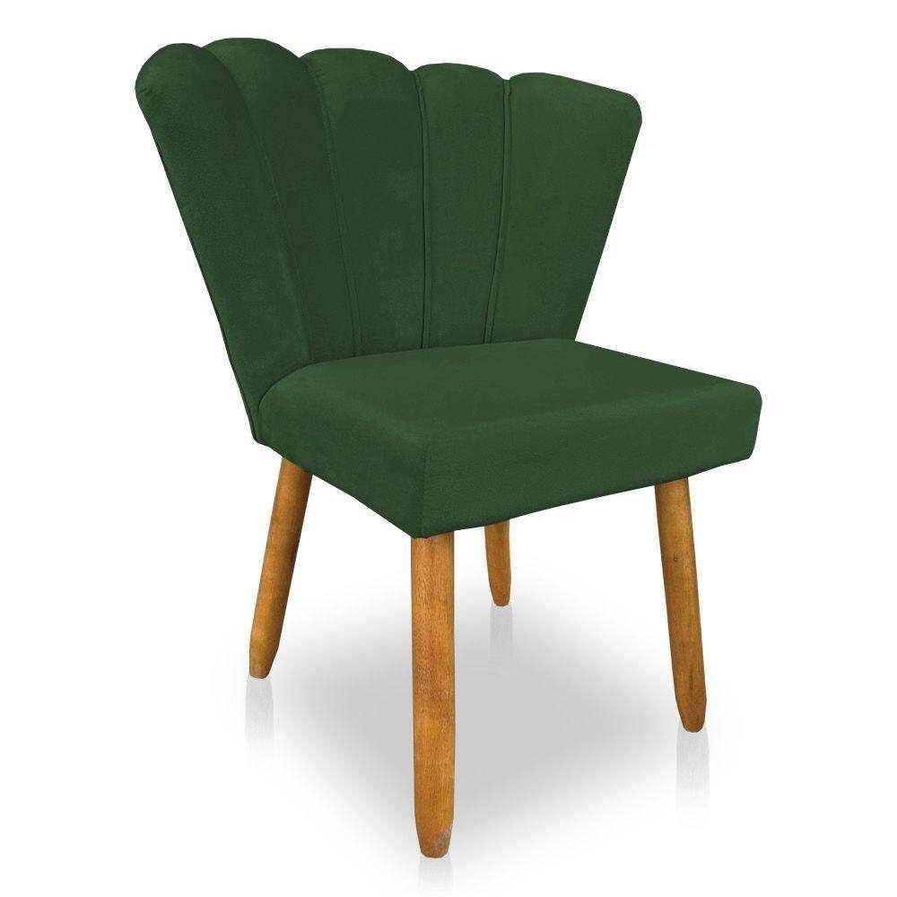 Cadeira Poltrona Flor Veludo Pés Palito Castanho Verde