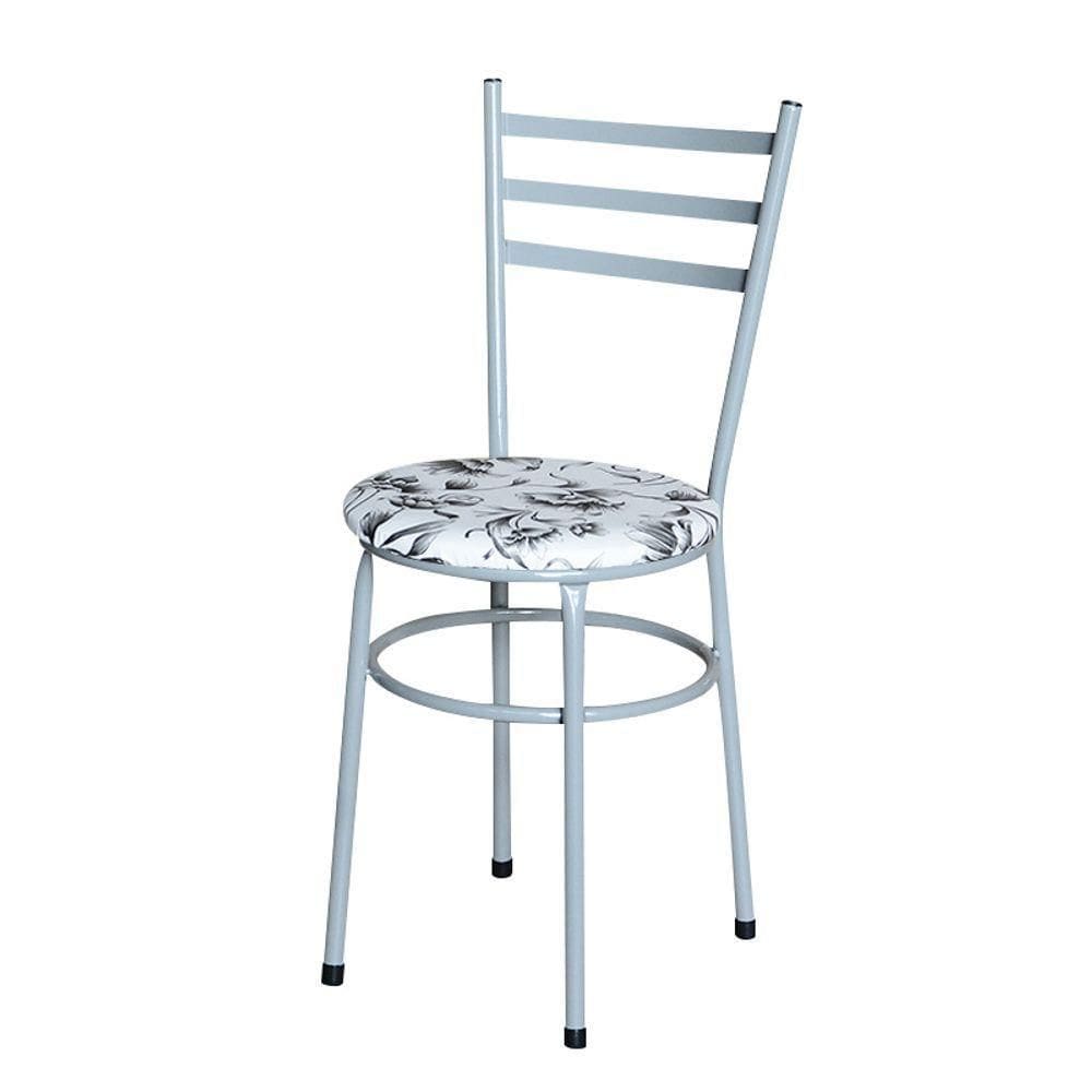 Cadeira Para Mesa Epoxi Cinza Assento Floral Cor:floral Branco