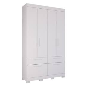 Guarda Roupa 4 Portas 3 Gavetas 1 Basculante 100% Mdf Porto Panan Branco