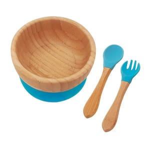 Jogo para Refeição Infantil Mimo BM23191 Bambu Azul com Ventosa