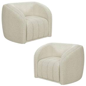 Kit 2 Poltronas Decorativa Para Sala 112cm Meris M22 Bouclê Cru - Mpozenato