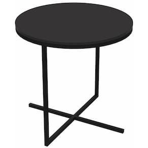 Mesa Lateral Redonda Volpi Artesano 46 Cm (altura) Em Mdp Bp Estrutura Preta Metálica Em Aço Preto