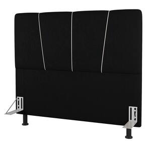 Cabeceira Cama Box Casal Queen Size Amber 160cm Estofada Sintético Preto - Abmaza
