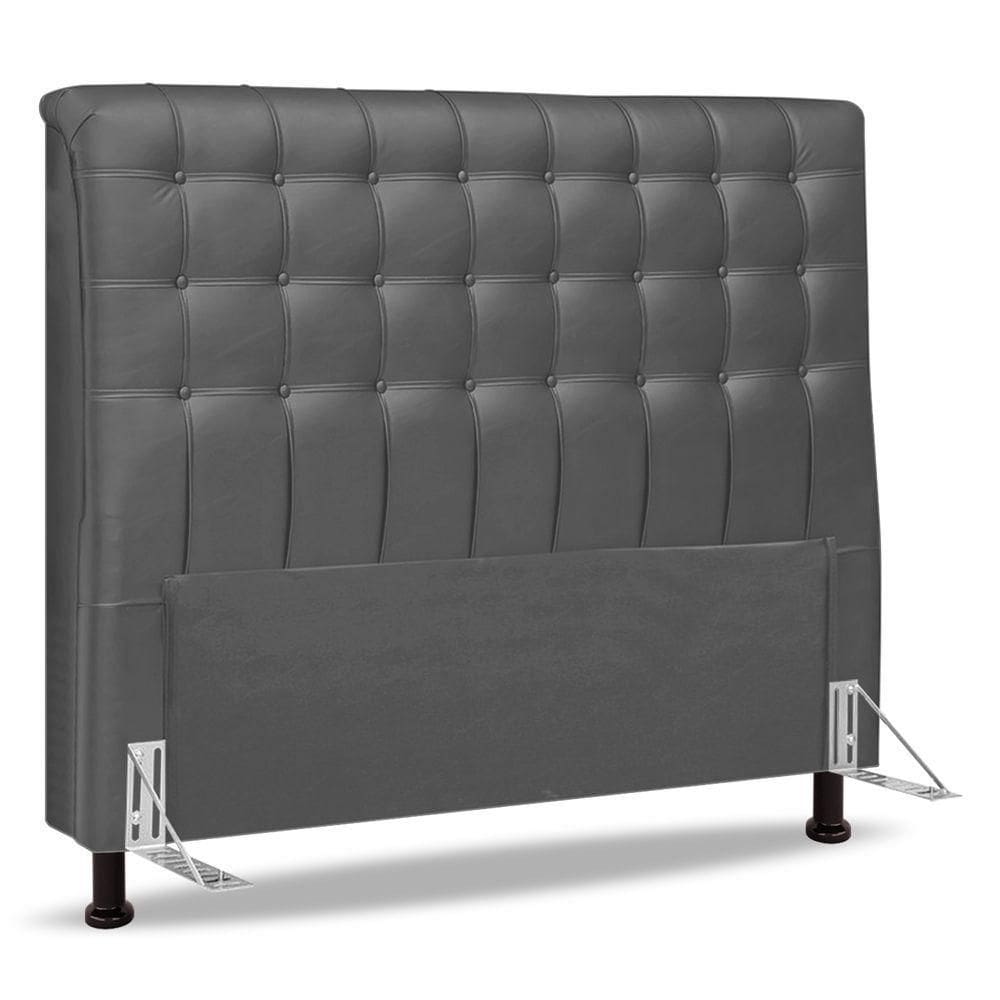 Cabeceira Cama Box Casal Ciara 140cm Botonê Com Frame Suede Cinza