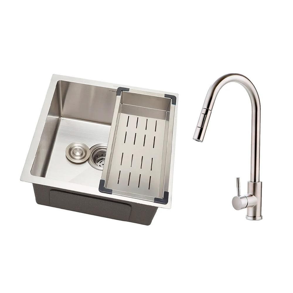 Cuba para Cozinha Terena 44 cm e Torneira Misturador Monocomando em Aço Inox Iriri - Prata
