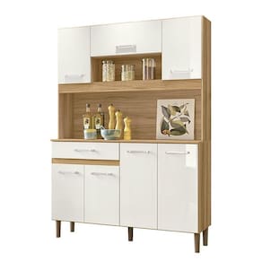 Armario Cozinha 7 Portas E 1 Gaveta Magazine 120 Freijo/off White Cristal Freijo/off White Cristal