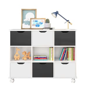 Nicho Organizador Branco com 3 Gavetas Pretas e 3 Gavetas Brancas com Rodízios - Qmovi